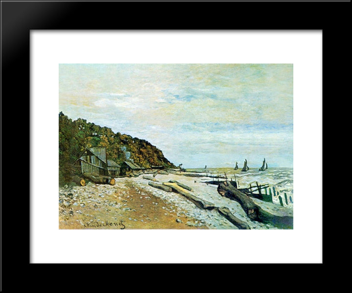 Boatyard Near Honfleur 20x24 Black Modern Wood Framed Art Print Poster by Monet, Claude