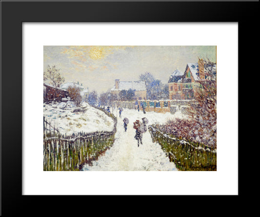 Boulevard Saint-Denis, Argenteuil, In Winter 20x24 Black Modern Wood Framed Art Print Poster by Monet, Claude