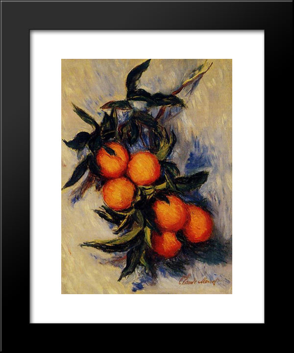 Branch Of Orange Bearing Fruit 20x24 Black Modern Wood Framed Art Print Poster by Monet, Claude