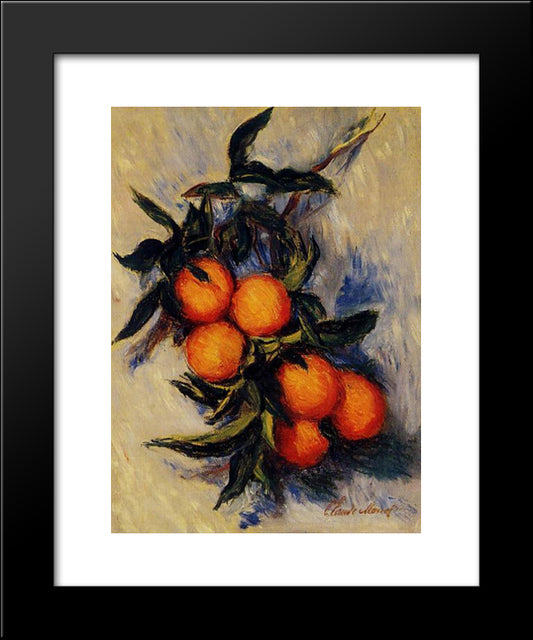 Branch Of Orange Bearing Fruit 20x24 Black Modern Wood Framed Art Print Poster by Monet, Claude