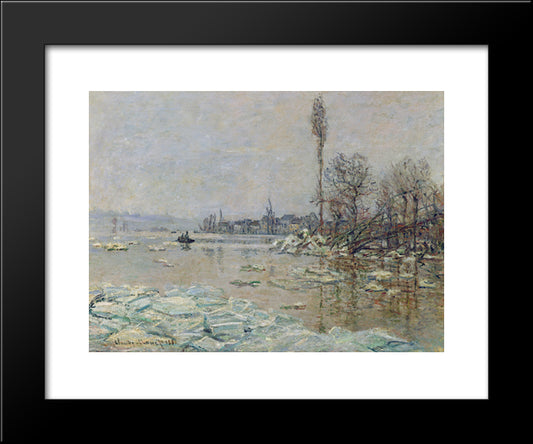 Breakup Of Ice 20x24 Black Modern Wood Framed Art Print Poster by Monet, Claude