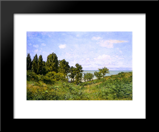 By The Sea 20x24 Black Modern Wood Framed Art Print Poster by Monet, Claude