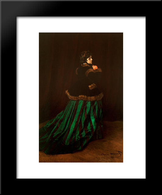 Camille (Also Known As The Woman In A Green Dress) 20x24 Black Modern Wood Framed Art Print Poster by Monet, Claude