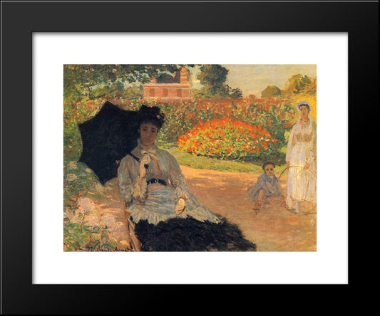 Camille Monet In The Garden 20x24 Black Modern Wood Framed Art Print Poster by Monet, Claude