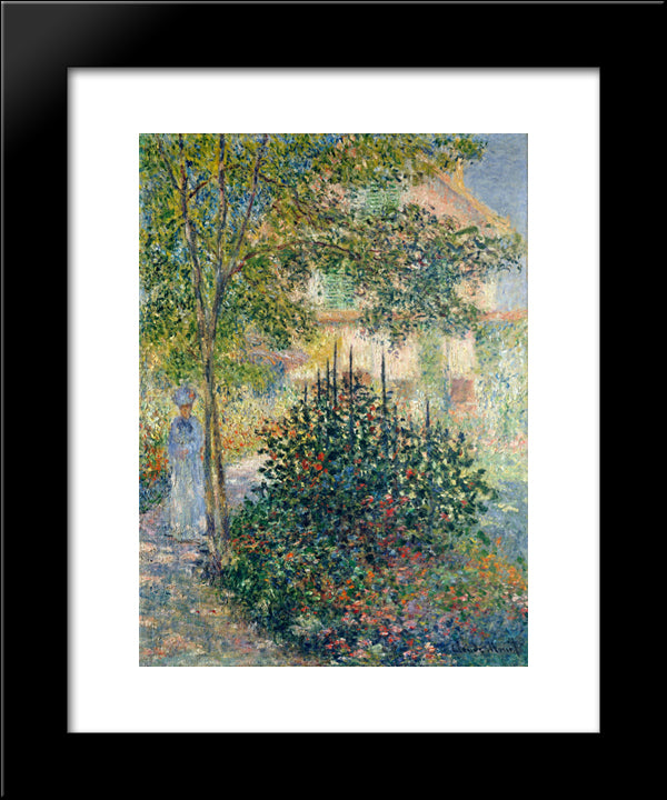 Camille Monet In The Garden At The House In Argenteuil 20x24 Black Modern Wood Framed Art Print Poster by Monet, Claude