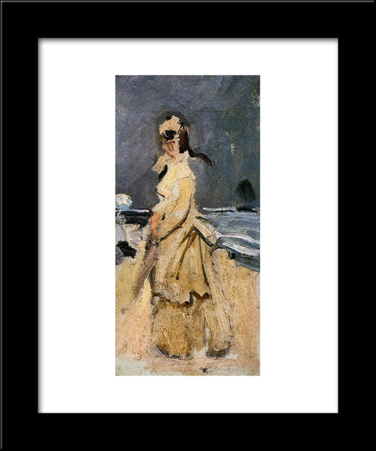 Camille On The Beach 20x24 Black Modern Wood Framed Art Print Poster by Monet, Claude