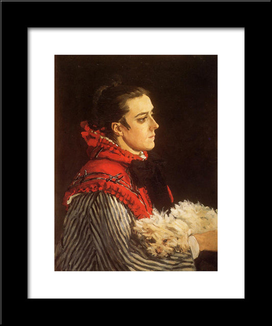 Camille With A Small Dog 20x24 Black Modern Wood Framed Art Print Poster by Monet, Claude