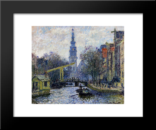 Canal In Amsterdam 20x24 Black Modern Wood Framed Art Print Poster by Monet, Claude