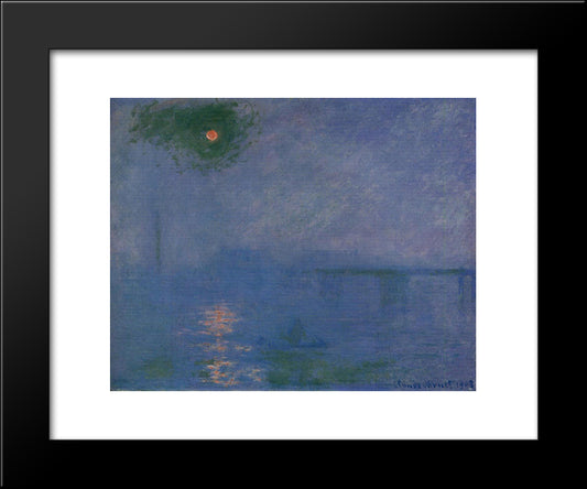 Charing Cross Bridge, Fog On The Themes 20x24 Black Modern Wood Framed Art Print Poster by Monet, Claude