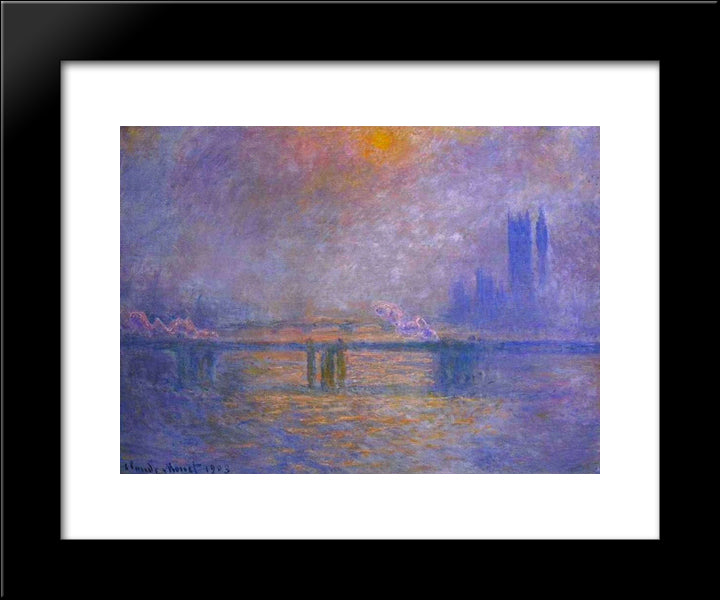 Charing Cross Bridge, The Thames 02 20x24 Black Modern Wood Framed Art Print Poster by Monet, Claude
