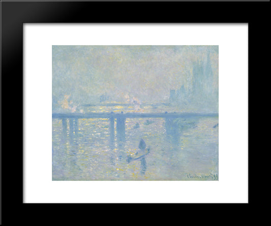 Charing Cross Bridge 20x24 Black Modern Wood Framed Art Print Poster by Monet, Claude