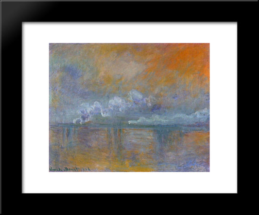 Charing Cross Bridge 02 20x24 Black Modern Wood Framed Art Print Poster by Monet, Claude