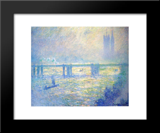 Charing Cross Bridge 03 20x24 Black Modern Wood Framed Art Print Poster by Monet, Claude