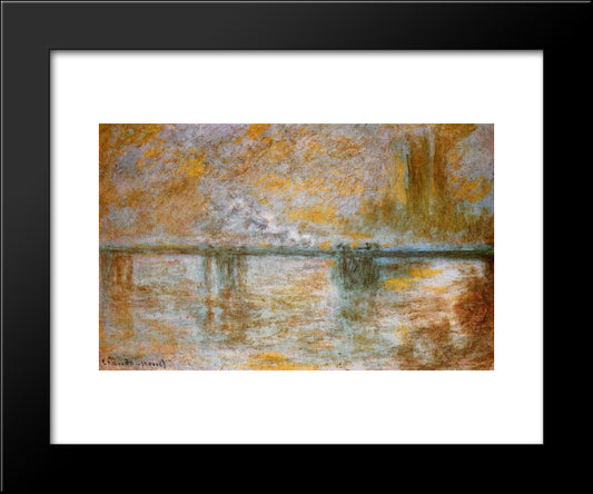 Charing Cross Bridge 3 20x24 Black Modern Wood Framed Art Print Poster by Monet, Claude