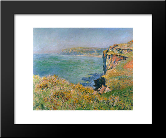 Cliff At Grainval 20x24 Black Modern Wood Framed Art Print Poster by Monet, Claude