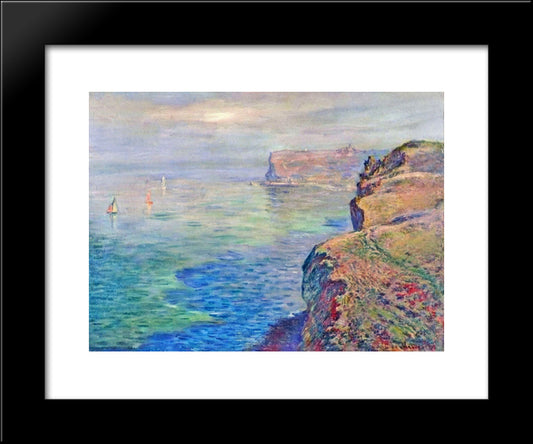 Cliff At Grainval Near Fecamp 20x24 Black Modern Wood Framed Art Print Poster by Monet, Claude