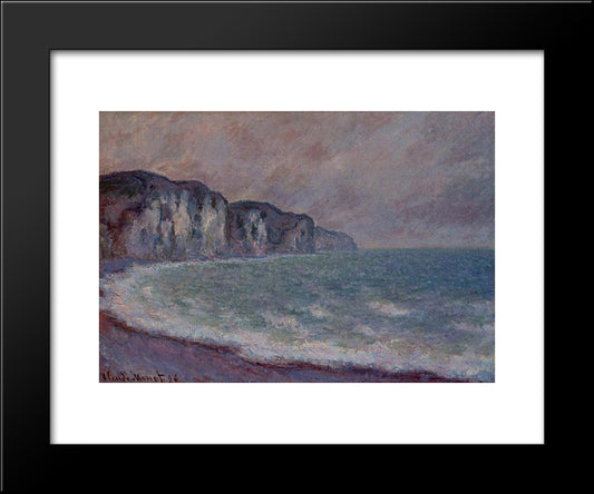 Cliff At Pourville 20x24 Black Modern Wood Framed Art Print Poster by Monet, Claude