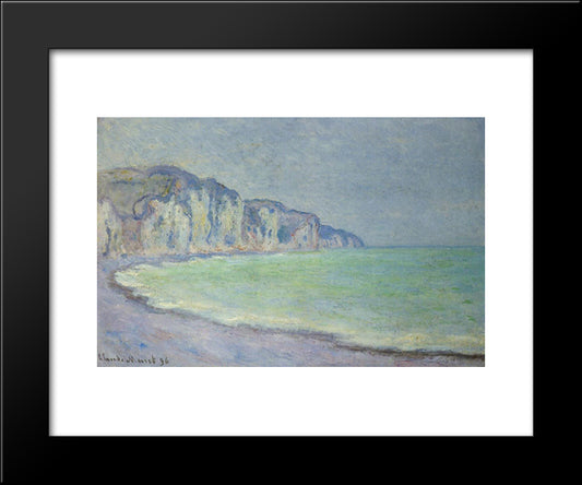 Cliff At Pourville 2 20x24 Black Modern Wood Framed Art Print Poster by Monet, Claude
