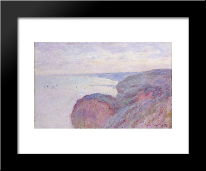 Cliff Near Dieppe, Overcast Skies 20x24 Black Modern Wood Framed Art Print Poster by Monet, Claude