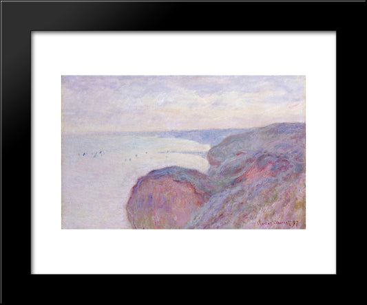 Cliff Near Dieppe, Overcast Skies 20x24 Black Modern Wood Framed Art Print Poster by Monet, Claude