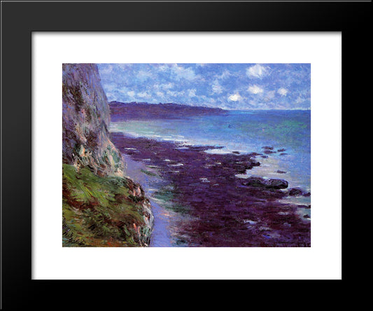 Cliff Near Dieppe 20x24 Black Modern Wood Framed Art Print Poster by Monet, Claude