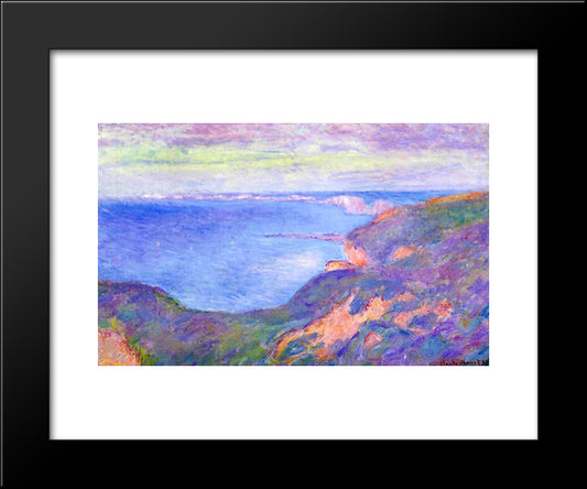 Cliff Near Dieppe 2 20x24 Black Modern Wood Framed Art Print Poster by Monet, Claude