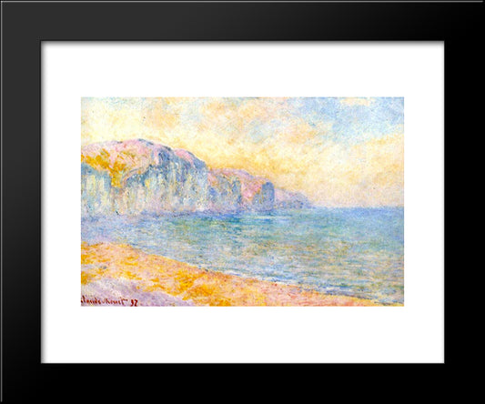 Cliffs At Pourville, Morning 20x24 Black Modern Wood Framed Art Print Poster by Monet, Claude
