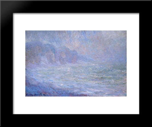 Cliffs At Pourville, Rain 20x24 Black Modern Wood Framed Art Print Poster by Monet, Claude