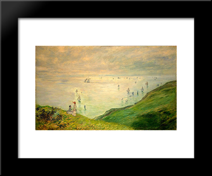 Cliffs Walk At Pourville 20x24 Black Modern Wood Framed Art Print Poster by Monet, Claude