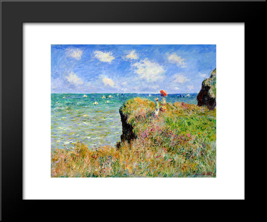 Clifftop Walk At Pourville 20x24 Black Modern Wood Framed Art Print Poster by Monet, Claude