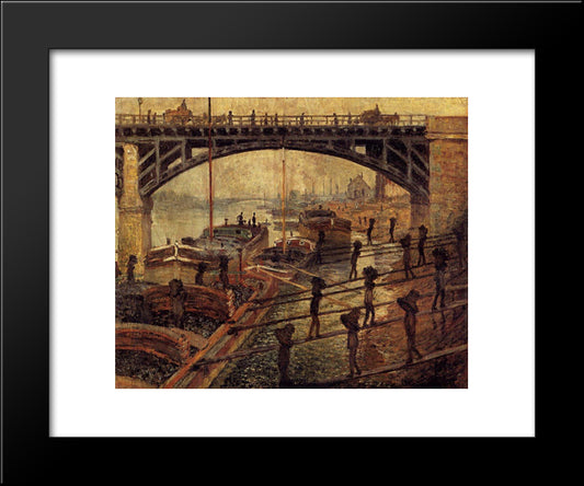 Coal Dockers 20x24 Black Modern Wood Framed Art Print Poster by Monet, Claude