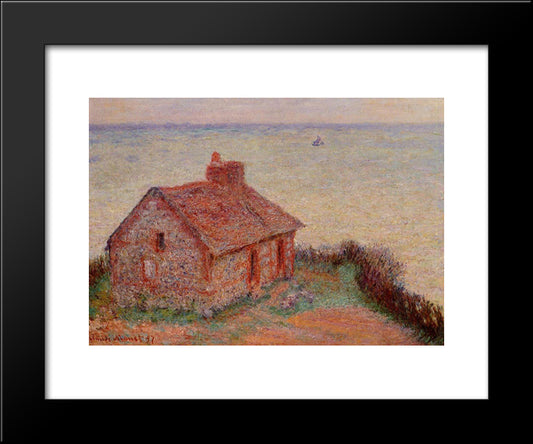 Customs House, Rose Effect 20x24 Black Modern Wood Framed Art Print Poster by Monet, Claude