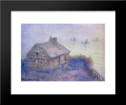 Customs House At Varengeville In The Fog 20x24 Black Modern Wood Framed Art Print Poster by Monet, Claude