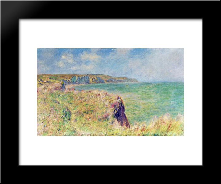 Edge Of The Cliff At Pourville 20x24 Black Modern Wood Framed Art Print Poster by Monet, Claude