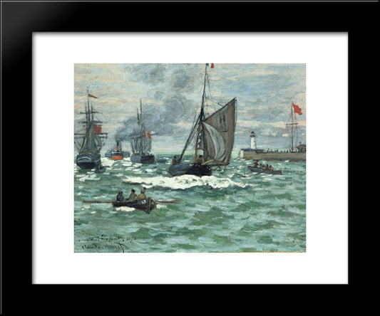 Entrance To The Port Of Honfleur 20x24 Black Modern Wood Framed Art Print Poster by Monet, Claude
