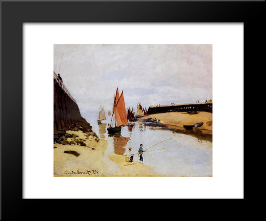 Entrance To The Port Of Trouville 20x24 Black Modern Wood Framed Art Print Poster by Monet, Claude