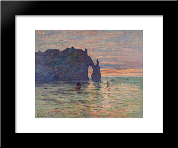 Etretat, Sunset 20x24 Black Modern Wood Framed Art Print Poster by Monet, Claude