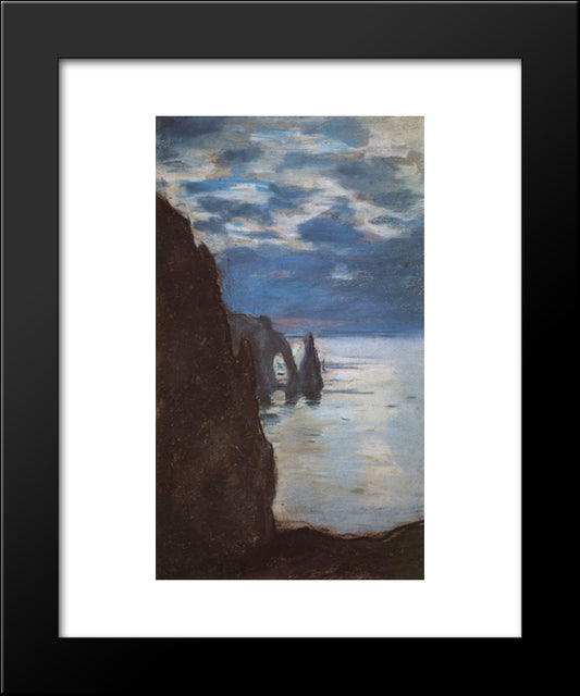 Etretat, The Needle Rock And Porte D'Aval 20x24 Black Modern Wood Framed Art Print Poster by Monet, Claude