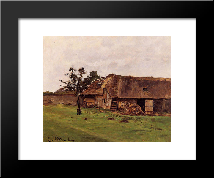 Farm Near Honfleur 20x24 Black Modern Wood Framed Art Print Poster by Monet, Claude