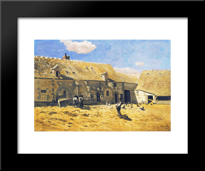 Farmyard At Chailly 20x24 Black Modern Wood Framed Art Print Poster by Monet, Claude
