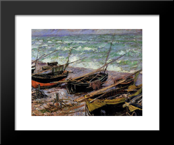 Fishing Boats 20x24 Black Modern Wood Framed Art Print Poster by Monet, Claude