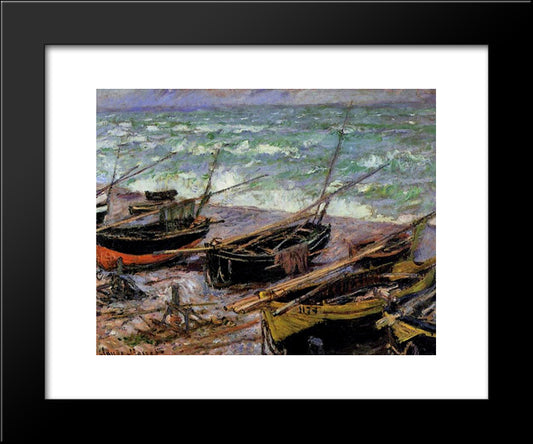 Fishing Boats 20x24 Black Modern Wood Framed Art Print Poster by Monet, Claude