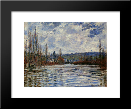 Flood Of The Seine At Vetheuil 20x24 Black Modern Wood Framed Art Print Poster by Monet, Claude