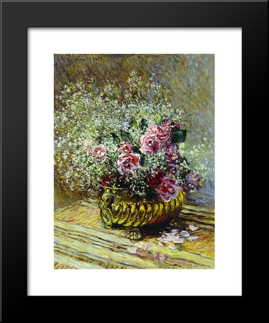 Flowers In A Pot 20x24 Black Modern Wood Framed Art Print Poster by Monet, Claude