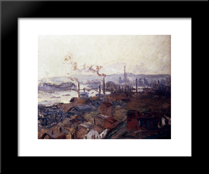 General View Of Rouen From St.Catherines Bank 20x24 Black Modern Wood Framed Art Print Poster by Monet, Claude