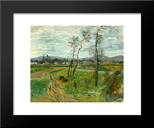Gennevilliers Plain 20x24 Black Modern Wood Framed Art Print Poster by Monet, Claude