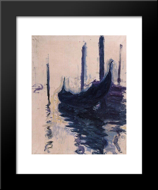 Gondola In Venice 20x24 Black Modern Wood Framed Art Print Poster by Monet, Claude