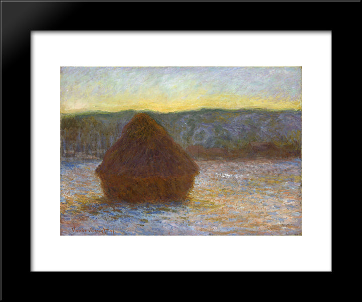 Grainstack, Thaw, Sunset 20x24 Black Modern Wood Framed Art Print Poster by Monet, Claude