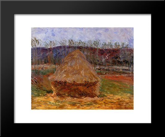 Grainstack At Giverny 20x24 Black Modern Wood Framed Art Print Poster by Monet, Claude