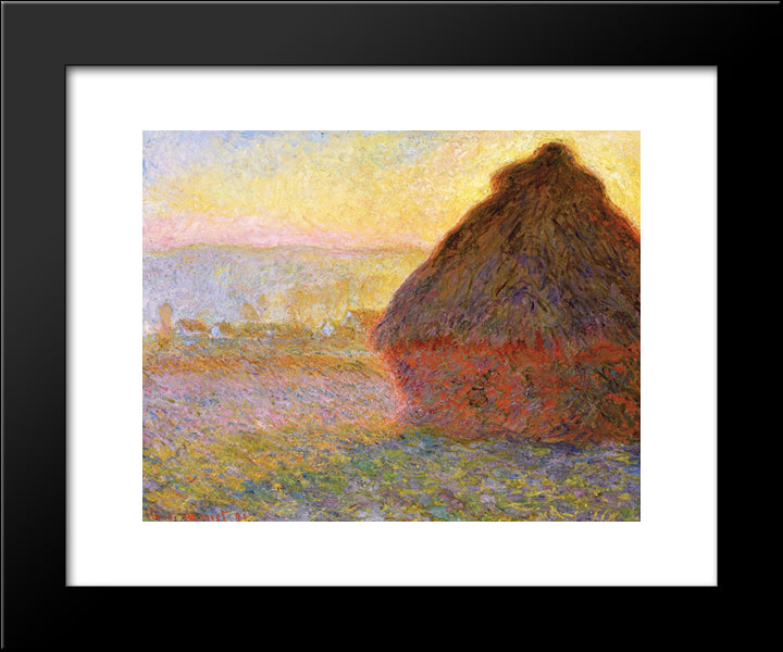 Grainstack At Sunset 20x24 Black Modern Wood Framed Art Print Poster by Monet, Claude